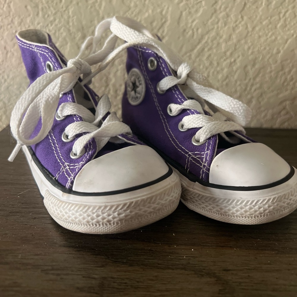 Kids Converse Shoes Converse All Star Purple Canvas Low Top Sneakers